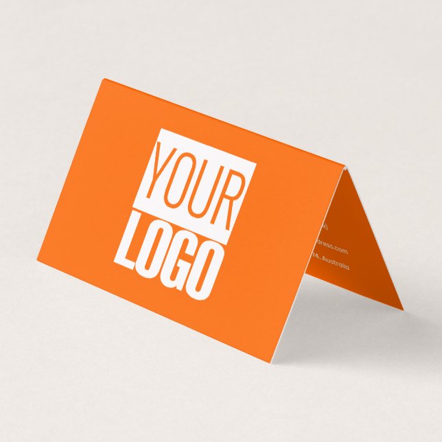 neon orange  - add your bold logo business card (Front)