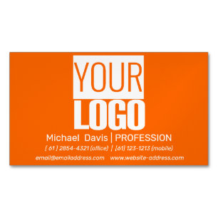 neon orange  - add your bold logo 	Magnetic business card