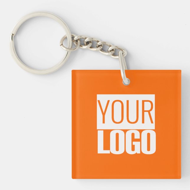  Neon  orange  - add your  logo  Keychain (Front)