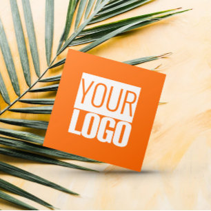  Neon  orange  - add your  logo   Square Business Card