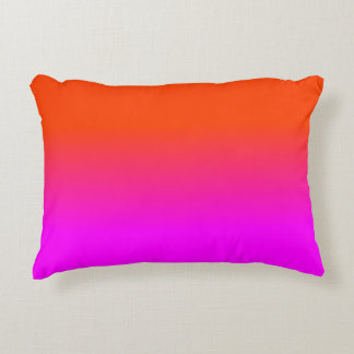Neon Orange and Hot Pink Ombre Shade Colour Fade Accent Pillow