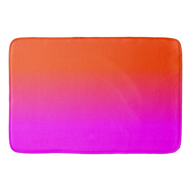 Neon Orange and Hot Pink Ombre Shade Colour Fade Bath Mat (Front)