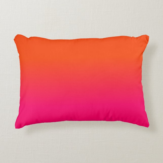 Neon Orange and Neon Pink Ombre Shade Colour Fade Accent Pillow (Front)
