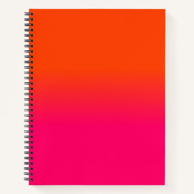 Neon Orange and Neon Pink Ombre Shade Colour Fade Notebook (Front)