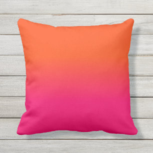 Neon Orange and Neon Pink Ombre Shade Colour Fade Outdoor Pillow