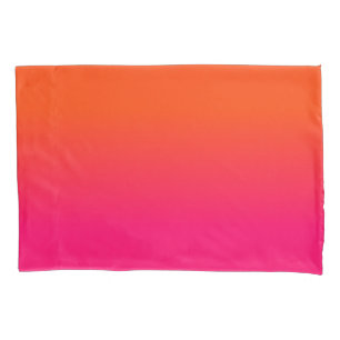 Neon Orange and Neon Pink Ombre Shade Colour Fade Pillowcase