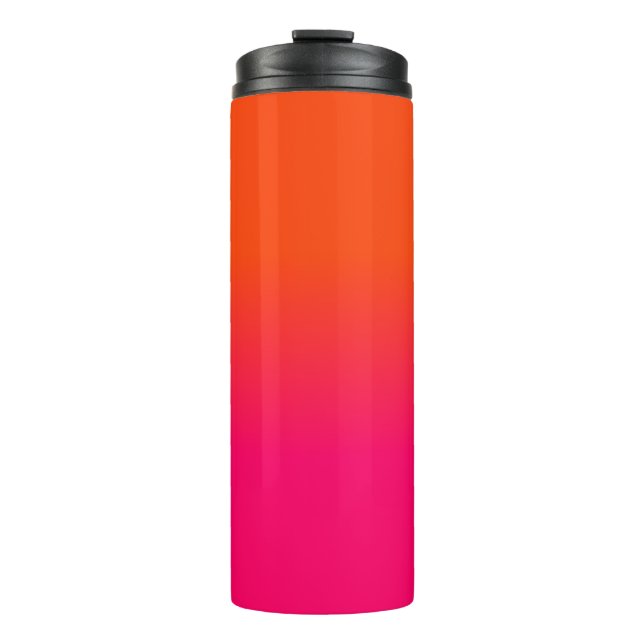 Neon Orange and Neon Pink Ombre Shade Colour Fade Thermal Tumbler (Front)