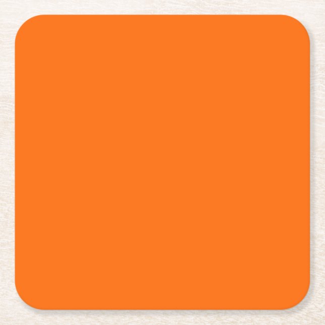 neon  orange -blank  square paper coaster (Front)