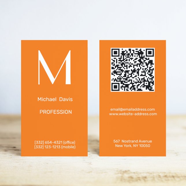 neon orange - bold monogram business card (Creator Uploaded)