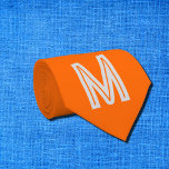 neon orange - bold monogram tie<br><div class="desc">Necktie with a neon orange solid background and bold white font Simple and trendy design by Alma Wad. Personalize it with your monogram now.
_________________
Orange - the colour of the Sun - is often associated with the sign of Leo . You can consider this when choosing a gift.</div>