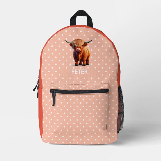 NEON Orange Cow School thème Sac à dos imprimé (Recto)