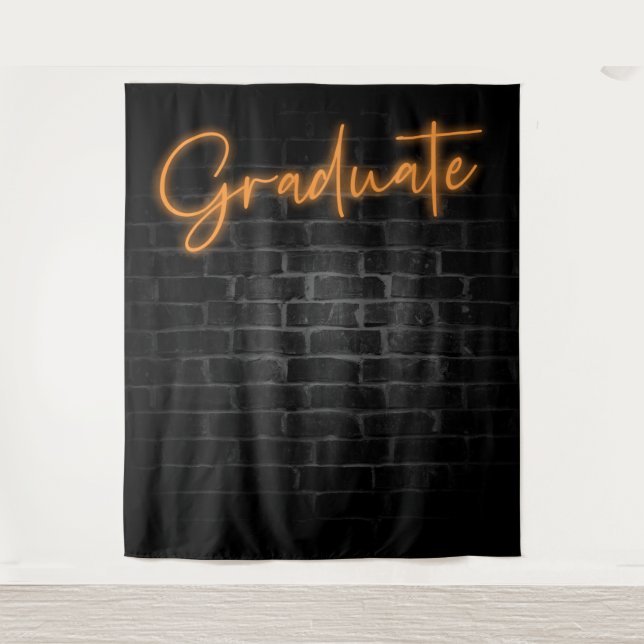 Neon Orange Glow Light | Grad Party Photo Booth Tapestry (Front)