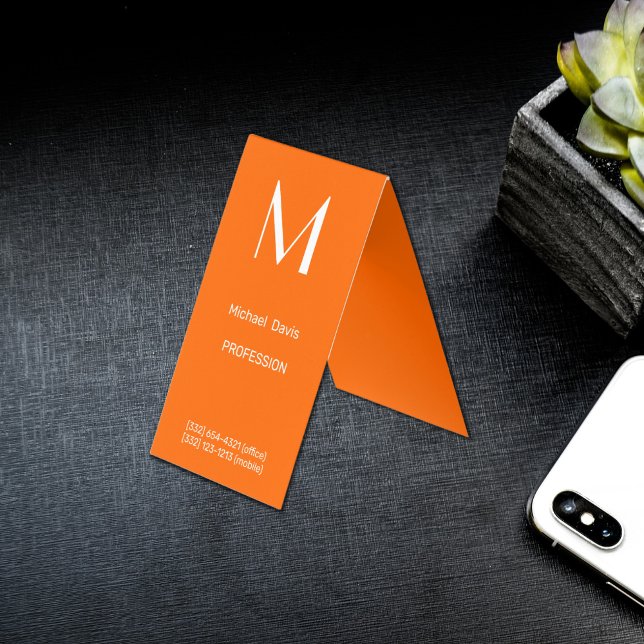 néon orange - gras carte de visite monogramme (Créateur téléchargé)