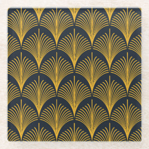 Neon Orange Peacock Scale Wallpaper. Glass Coaster
