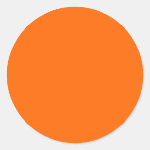 neon  orange solid colour classic round sticker