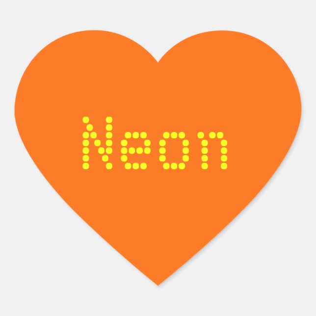 neon  orange solid colour heart sticker (Front)