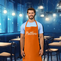 neon orange solid colour -personalized apron