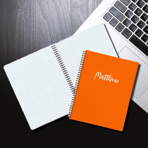 neon orange solid colour -personalized  notebook