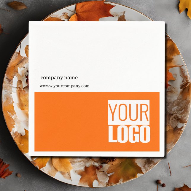 Neon orange &white - add logo  napkin (Creator Uploaded)