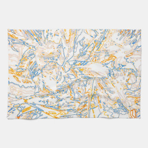 Neon Orange Yellow Blue Curvy Line Pattern -COOL Kitchen Towel