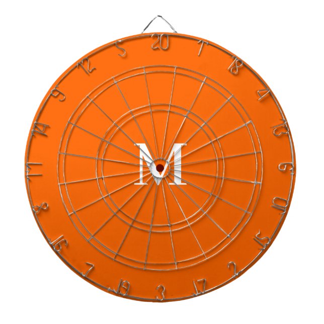 Neon Orange-your bold monogram Dartboard (Front)
