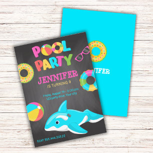 NEON ORCA INFLATABLE POOL PARTI INVITATION