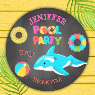 NEON ORCA INFLATABLE POOL PARTY CLASSIC ROUND STICKER