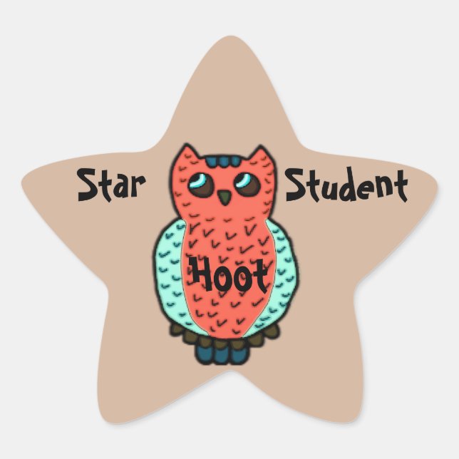 Neon Owl Star Student Sticker (Front)