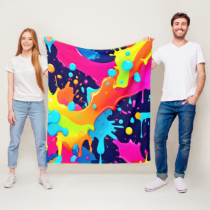 Neon Paint Explosion Fleece Blanket