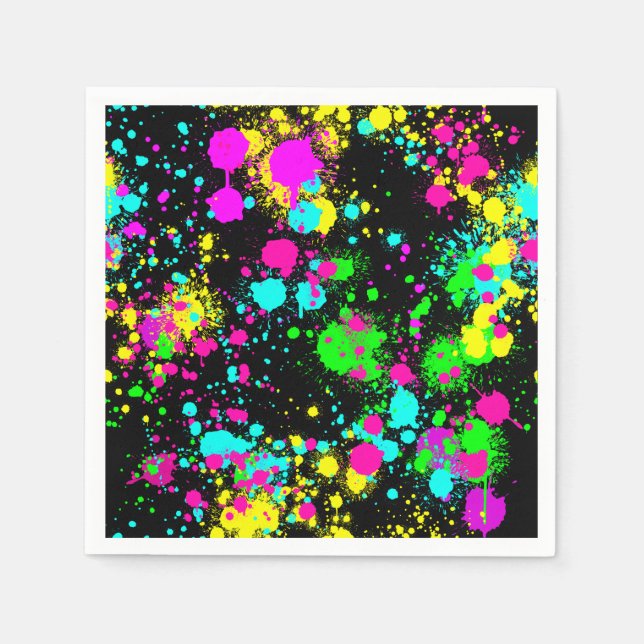 Neon paint glow birthday napkin (Front)