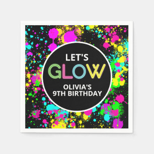Neon paint glow birthday napkin