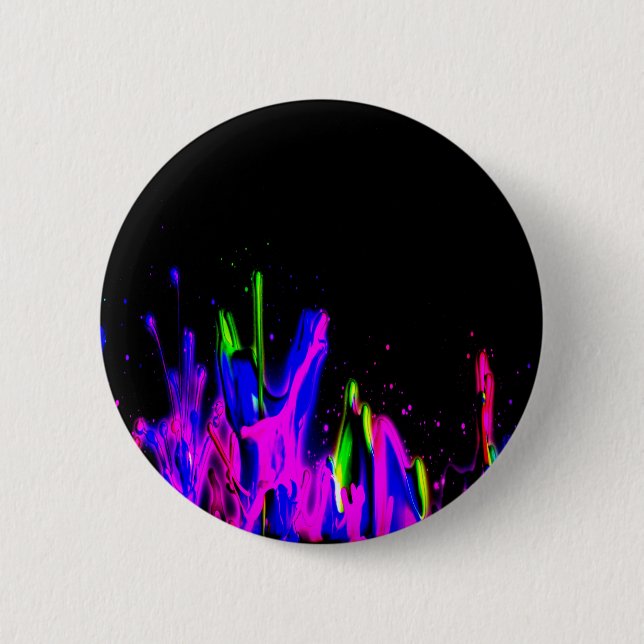 Neon Paint Splash Colourful.  PERSONALIZE IT 2 Inch Round Button (Front)