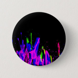 Neon Paint Splash Colourful.  PERSONALIZE IT 2 Inch Round Button
