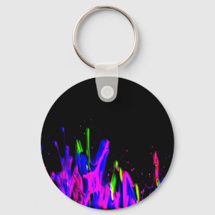 Neon Paint Splash Colourful.  PERSONALIZE IT Keychain