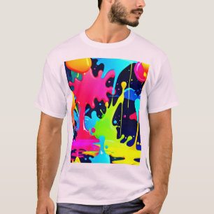 Neon Paint Splash Drip Chaos T-Shirt