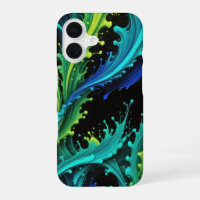 Neon Paint Splashes On Black