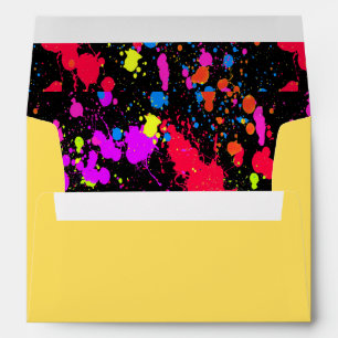 Neon Paint Splatter Blue Red Pink Yellow Envelope