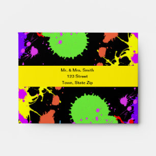 Neon Paint Splatter Custom Envelopes