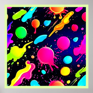 Neon Paint Splatter Design Poster