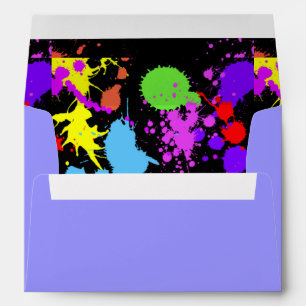 Neon Paint Splatter, Party Envelopes