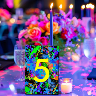 Neon Paint Splatter, Table Number Cards