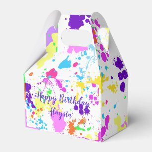 Neon Paint, Sweet Sixteen, Bat Mitzvah, Thank You, Favor Box