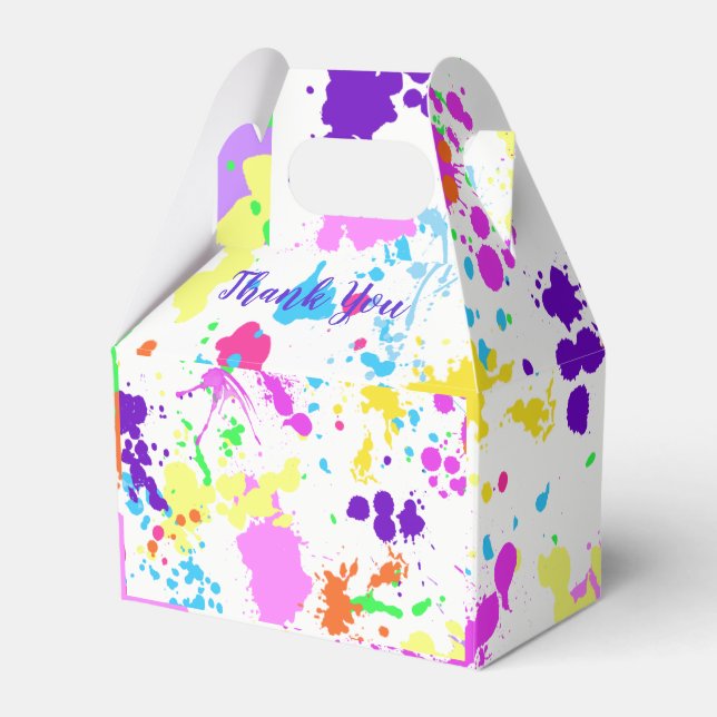 Neon Paint, Sweet Sixteen, Bat Mitzvah, Thank You, Favor Box (Front Side)