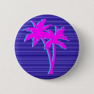 Neon Palm Tree 2 Inch Round Button