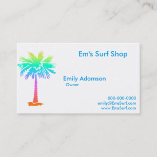 neon palm tree tropical summer bright colourful business card