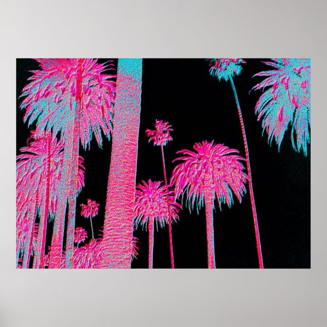 Neon Palm Trees Miami Beach Art deco art print (Front)