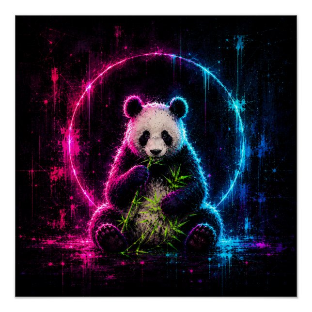 Neon Panda Bear Poster (Front)