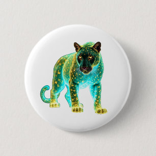 Neon Panther: Cosmic Glow Wildlife Art 2 Inch Round Button