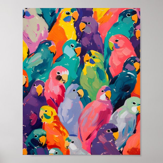 Neon Parrots 🦜 Poster (Front)