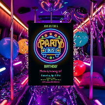 Neon Party Bus Glow Hopping 21st Birthday
